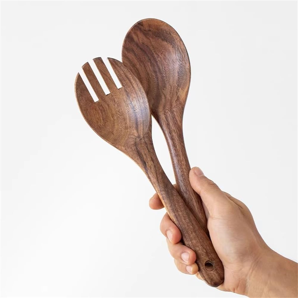 Salatbesteck-Set Holz Salat Löffel Gabel Löffel Set Haushalt Holz Löffel Gabeln