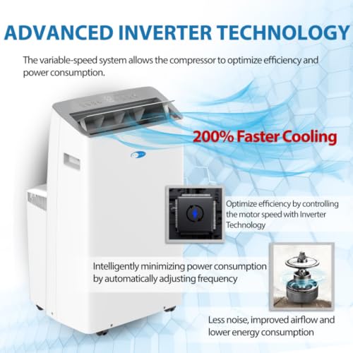 Image of Whynter Portable Air Conditioner & Heater Inverter 14,000 BTU ARC-1230WNH | Built In Dehumidifier with Auto Drain, Cool, Dehumidify and Fan Modes, Cools and Dehumidifies Rooms with Easy Setup