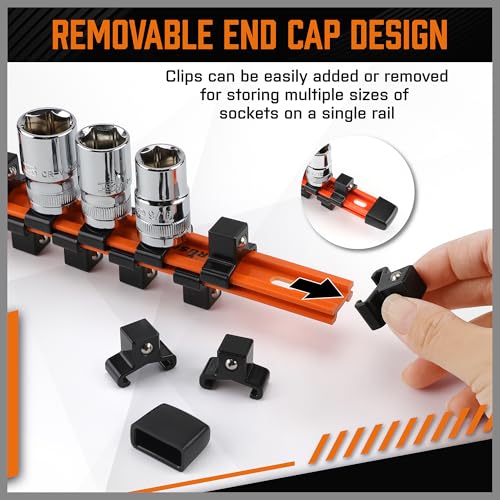 Image of HORUSDY 6Pcs Double Sided Socket Organizer, 1 /4-Inch, 3 /8-Inch, 1 /2-Inch, Premium Quality Socket Holders (6Pcs Double Sided Socket Organizer)