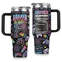 Gamer Geschenk, Geschenke für Männer, Geschenkidee für Computerspieler, Gaming-Fans und Zocker, Geburtstagsgeschenk, Geschenke für Papa Freund Mann, 40 OZ Thermobecher mit Deckel und Strohhalm