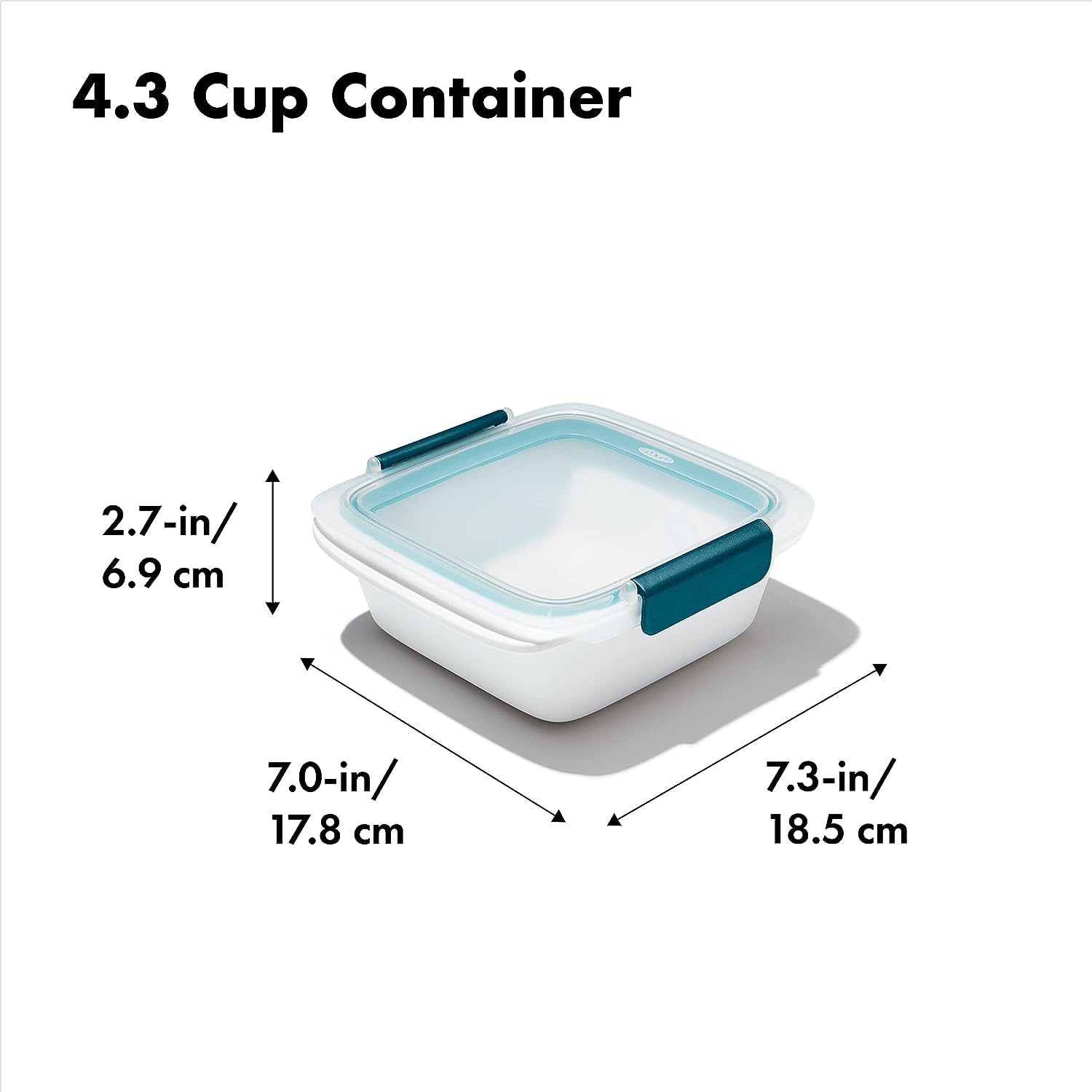 OXO Good Grips Prep & Go - Recipiente para sándwiches y sobras, 4,3 tazas/1,02 l, almacenamiento de alimentos a prueba de fugas para sándwiches y sobras, paquete de 4