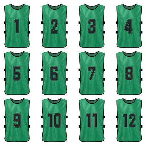 Lixada 12 PCS Adultos Pinnies de Fútbol Secado Rápido Jerseys del Equipo de Fútbol Juventud Deportes Scrimmage Entrenamiento del Equipo de Fútbol Baberos Numerados Práctica Chaleco Deportivo