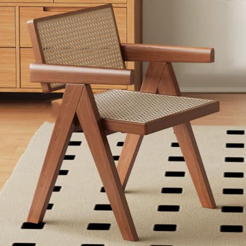 Rattan Esszimmerstühle Mid Century Akzentstühle mit Massivholzbeinen...