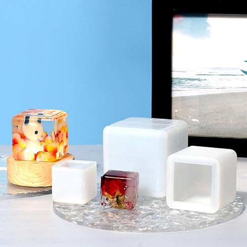 Miniatura 5 de SEWACC Moldes de resina cuadrada para hacer cubos, moldes de silicona de cubo grande de 4.17 pulgadas, moldes de fundición de resina epoxi, caja de