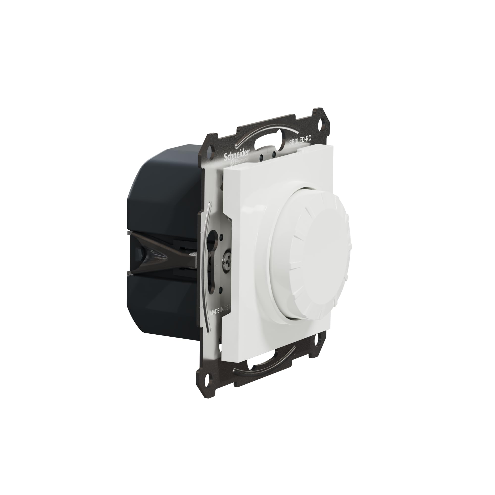 Schneider Electric Asfora EPH6870121D Variateur d'intensité rotatif pour lampes LED halogènes 230 V, 0-370 W, encastré, coupure de phase, blanc