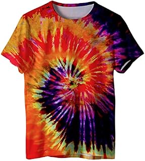 Losturban Unisex Retro Tie Dye Shirt for Men Women 70S 80S Hippies Senior Tie-Dye Tee Tshirt