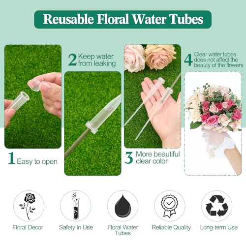 Image of Tessco for you 90 Pcs Floral Water Tubes 6 Inch Floral Tubes Plastic Flower Supplies for Fresh Flowers with Rubber Cap for Flower Stem Arrangements Florist Supplies (Clear)