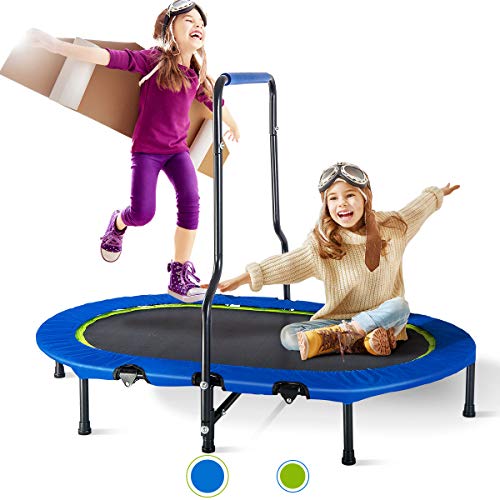 Merax Kids Trampoline with Handrail and Safety Cover, Mini Trampoline for Two Kids