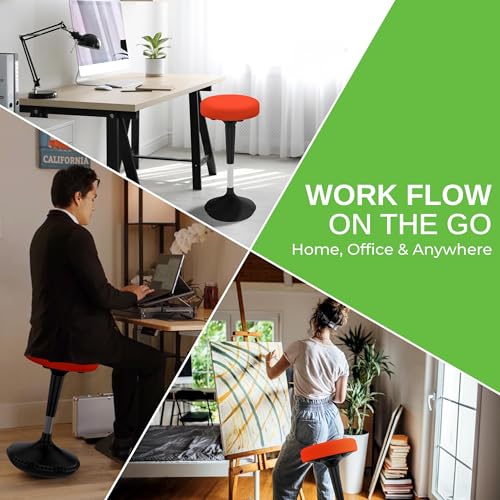 Image of Uncaged Ergonomics Wobble Stool - Height Adjustable (23-33 inch) Ergonomic Standing Desk Chair, Flexible Seating for Office, Classroom, and Active Sitting - Red