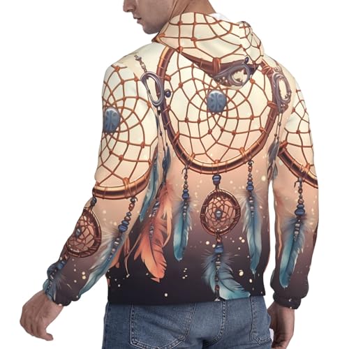 Men's Fleece Pullover Hoodie Long Sleeve Hooded Native American Dream Catcher Sweatshirt Casual Shirts With Pockets4