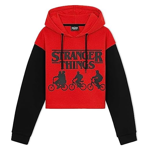 Stranger Things Sudadera Niña y Adolescentes 9-16 Años Sudadera con Capucha Regalos Cumpleaños Niños Colegio (Rojo/Negro, 11-12 Años)