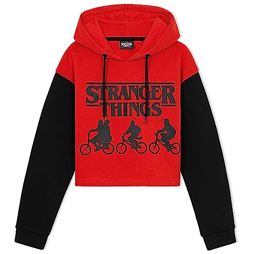 Stranger Things Sudadera Niña y Adolescentes 9-16 Años Sudadera con Capucha Regalos Cumpleaños Niños Colegio (Rojo/Negro, 13-14 Años)