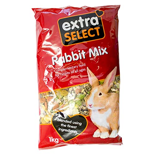 Extra Select Premium Rabbit Mix - Muesli, Rabbit Nuggets, Peaflakes,and Forage with Vitamins & Minerals - 1kg