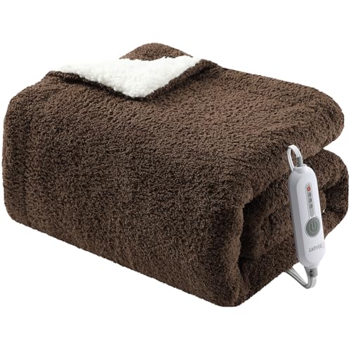 GarveeHome Electric Blanket Heated Throw, Heated Blanket Soft Double Sherpa