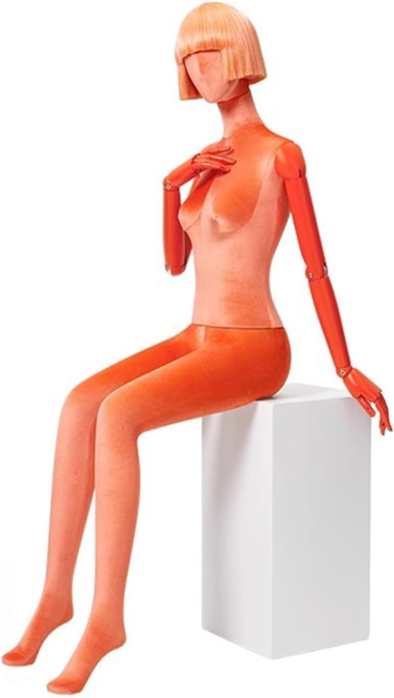 CONGRUI Retail Mannequins With Chairs For Human Body, Adjustable Height And Detachable Manikin, Clothing Display Rack(Orange)