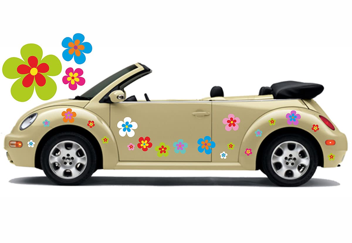 Autocollant fleurs hippie multicolore pour relooker votre van de voyage