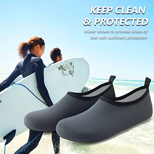 Water Shoes Quick-Dry Aqua Socks Barefoot Slip-on Beach Pool Swim River Yoga Surf Water Sport for Women Men Grey-36/37, US 5.5-6.5 Women/4.5-5.5 Men — view 6