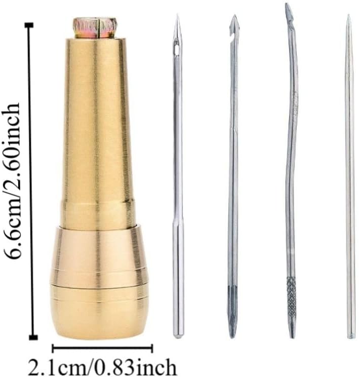 MOPFOL Copper Tailors Awl Kit 2 Pack – 8 Needles with Brass Handle for Leather Craft, Canvas Repair and Shoe Mending Tool