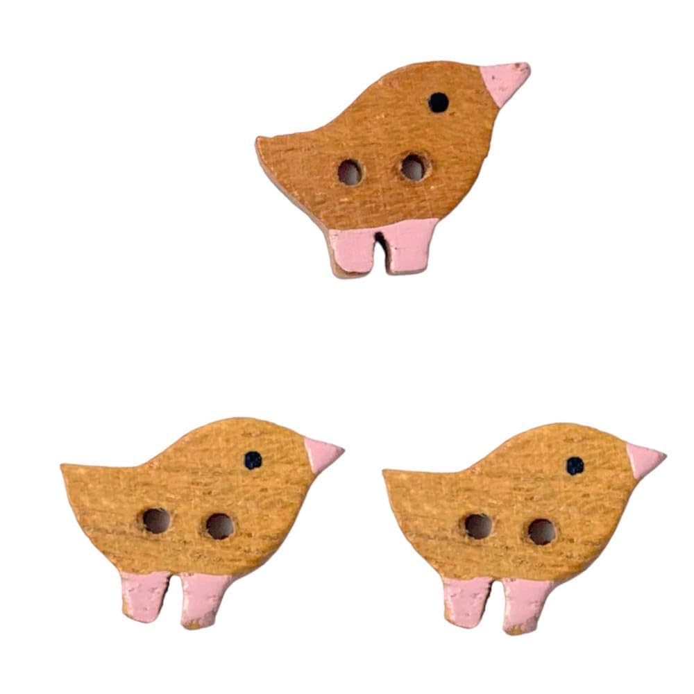 にわとり Amazon | Sale*ドイツ ウッドボタン ひよこシェイプ 3個 JK 鳥