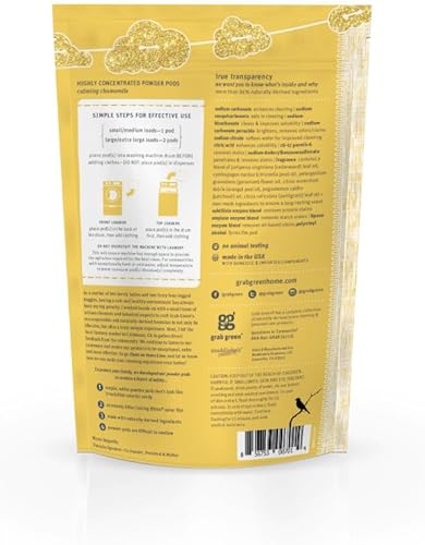 Miniatura 2 de Grab Green Cápsulas de detergente para ropa de bebé recién nacido 60 unidades aroma calmante a manzanilla a base de plantas y minerales formuladas