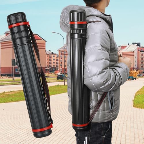 Image of DAJAVE 4 Pack Extendable Poster Tubes, Expand from 17 to 28 Inch, Poster Tube with Strap, Black Telescoping Art Drafting Tube, Round Poster Holder Tube for Carrying Artworks Scrolls Blueprint