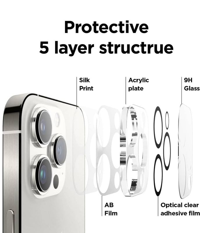 Image of XYKOS iPhone 15 Pro /15 Pro Max Camera Lens Protector Truly Shatterproof, Scratch-Resistant, 9H Hardness, Anti-Fingerprint, Camera Screen Protection Cover Accessories, Transparent