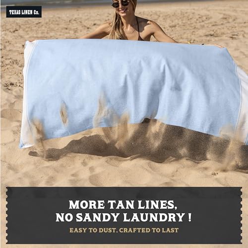 TEXAS LINEN CO. Conjunto de toalhas de praia 100% algodão de 5 a 99 cm x 188 cm com bolsa - secagem