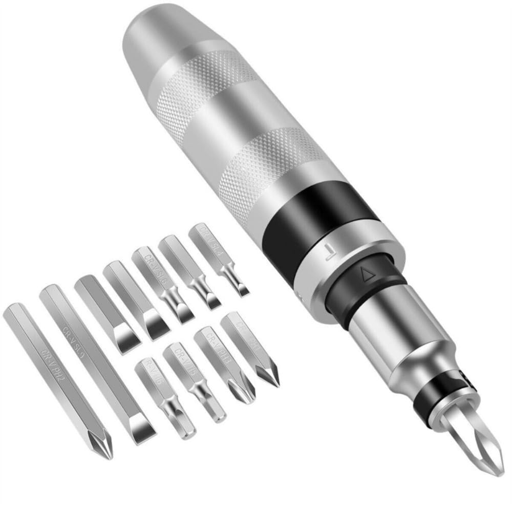 Set di punte per cacciavite a percussione 13 pezzi con testa staccabile antiscivolo manico regolabile resistente all'usura martello cacciavite impatto