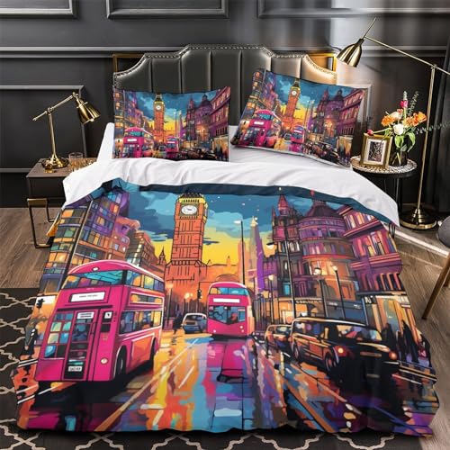 Housse de couette Londres 3D imprimée en microfibre King - 4