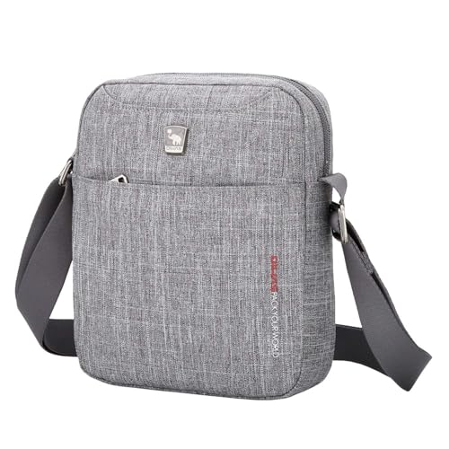 OIWAS Sacoche Homme Bandouliere Gris Petite Sac Pochette Mini Cartable Besace pour Les Loisirs Vacances Excursion Marche Randonnée