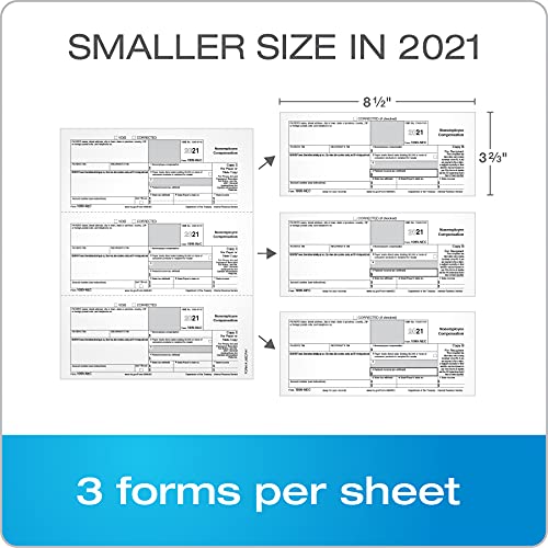 Adams 1099 NEC Forms 2021, Tax Kit for 12 Recipients, 5 Part Laser 1099