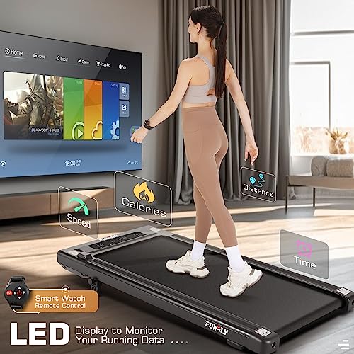 Image of Under Desk Treadmill, 300LBS Capacity Compact Treadmills for Home /Office, 2.5HP Portable Walking Pad Treadmill,Remote Control,Mini,Installation-Free(Dark Black)
