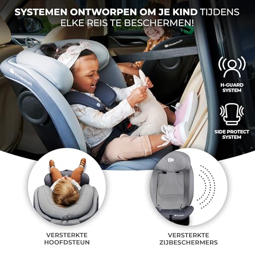 Kinderkraft I-GROW I-SIZE 40-150 cm Autostoeltje 0-36 kg, 360 draaien, met Isofix, afstelbare hoofdsteun 12 verstelniveaus, Extra veiligheidsvoorzieningen, Groep 0/1/2/3, tot 12 jaar, Grijs - Afbeelding 6