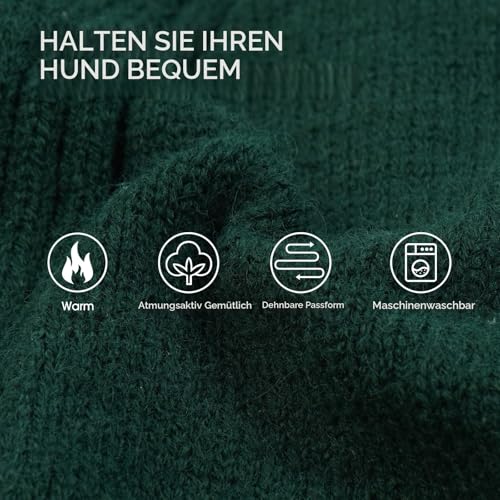 IECOii Hundepullover für mittelgroße Hunde, Mädchen und Jungen, Weihnachtsstrick-Sweatshirt mit Ärmeln, Rollkragen, dicker, warmer Hundepullover für den Winter, Strickwaren für Französische Bulldogge