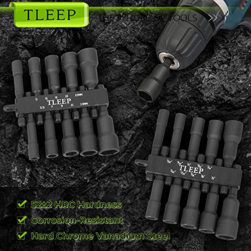 Tleep WCHM01-29 TLEEP-21 20 X 65Mm Magnetic Power Nut Driver Set For Impact Drill, 1/4 Inch Hex Head Drill Bit Set Sae & Metric Screwdriver Socket Set thumb #2