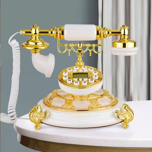 Teléfono vintage de disco estilo antiguo dorado miniatura 5