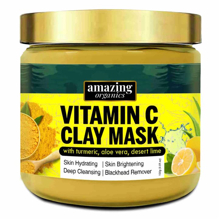 Turmeric Clay Mask with Glycolic, Vitamin C & Aloe for Depigmentation & Darkspots