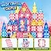 Coodoo Diamond Magnetic Tiles Magnetic Building Blocks STEM Sensory Toy for Boys Girls Pink Castle Dollhouse Pretend Princess Toys for 3 4 5 6 Year Old Girls Toys Birthday Xmas Present