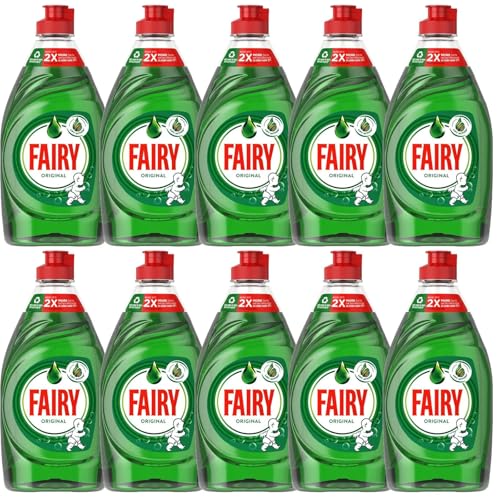 Fairy Original Washing Up Liquid Green with LiftAction 320ML (Pack of 10) | Powerful Grease-Cutting Formula for Sparkling Clean Dishes | Gentle on Hands