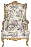 Casa Padrino Barock Ohrensessel Mehrfarbig/Braun 83 x 83 x H. 110 cm - Wohnzimmer Sessel mit Blumenmuster