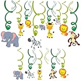 MUELODSIC 動物テーマ誕生日飾り付け螺旋掛飾り ベビーシャワー パーティー向けジャングル装飾 軽量再利用可能で天井 窓 ドアに