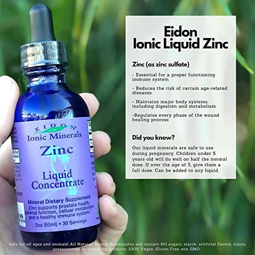 Eidon Ionic Minerals Liquid Zinc Concentrate Ionic Zinc Drops, Boost