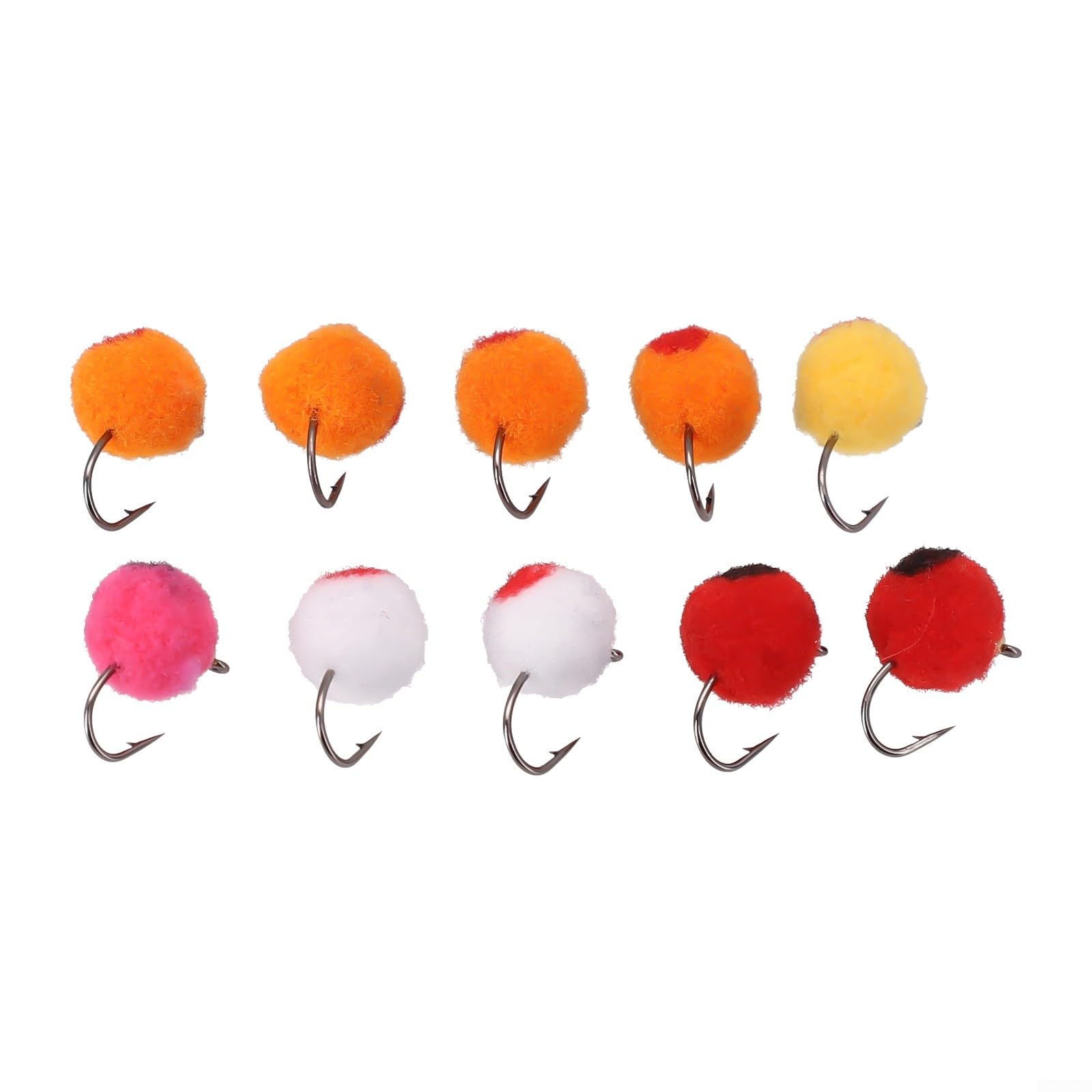 Brass Bead Head Egg Fly Lure, Fast Sinking Wet Flies for Steelhead Trout Salmon Fishing, Hand-Tied Synthetic Fiber Bait (5/6/10pcs) (10 boxes of colors)