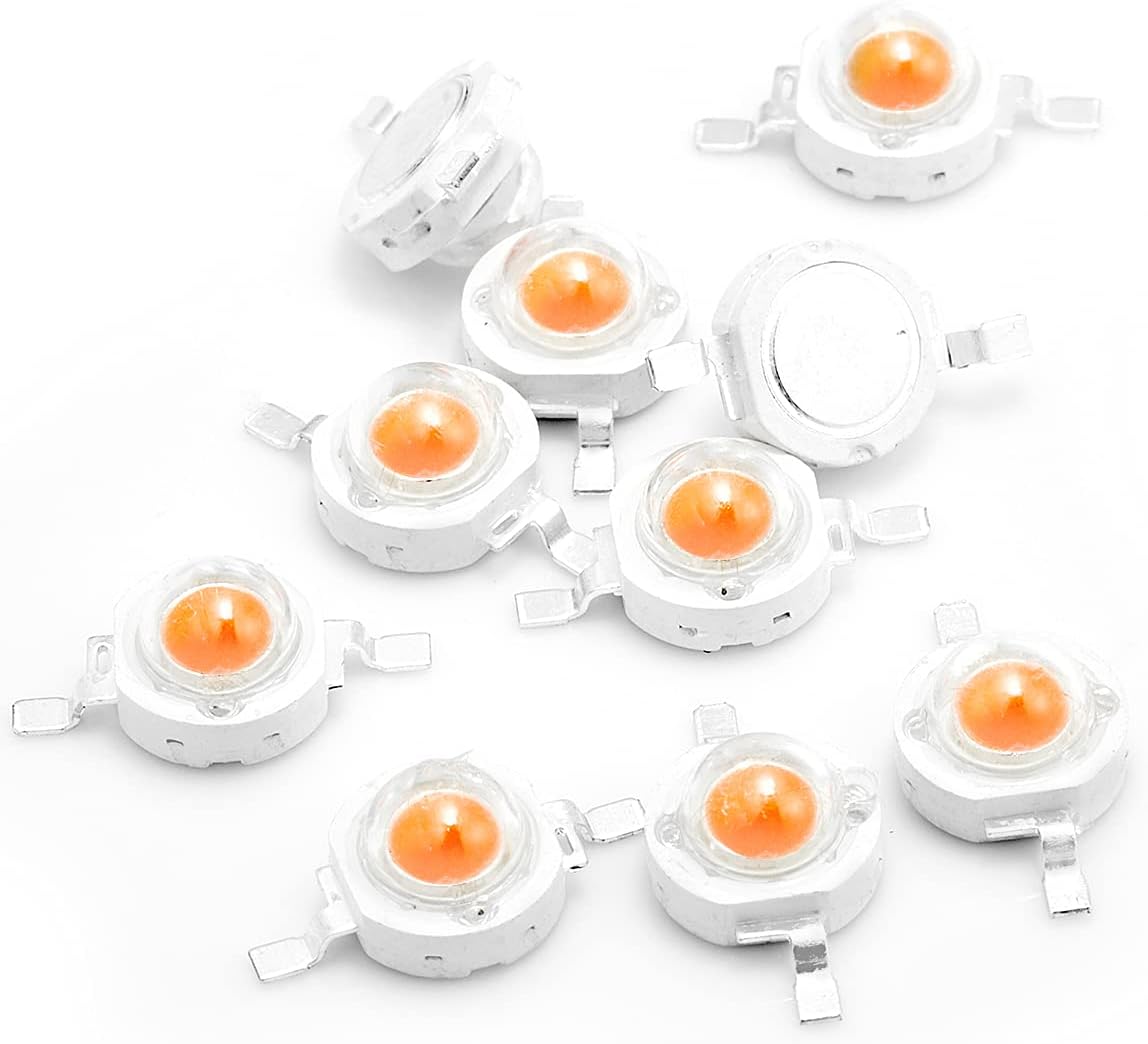 Chanzon 10pcs High Power Led Chip 1W Full Spectrum Plant Grow Light (380nm - 840nm / 300mA - 350mA / DC 3V - 3.2V / 1 Watt) SMD COB Emitter Diode Components 1 W for DIY Hydroponic Flowers Growing Lamp