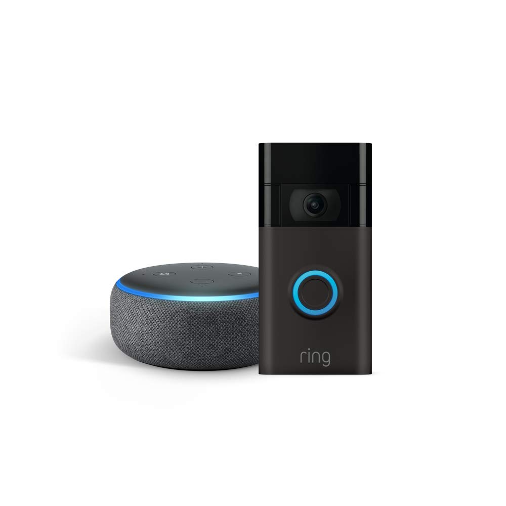 Ring Video Doorbell, Venetian Bronze (2020 release) with Echo Dot