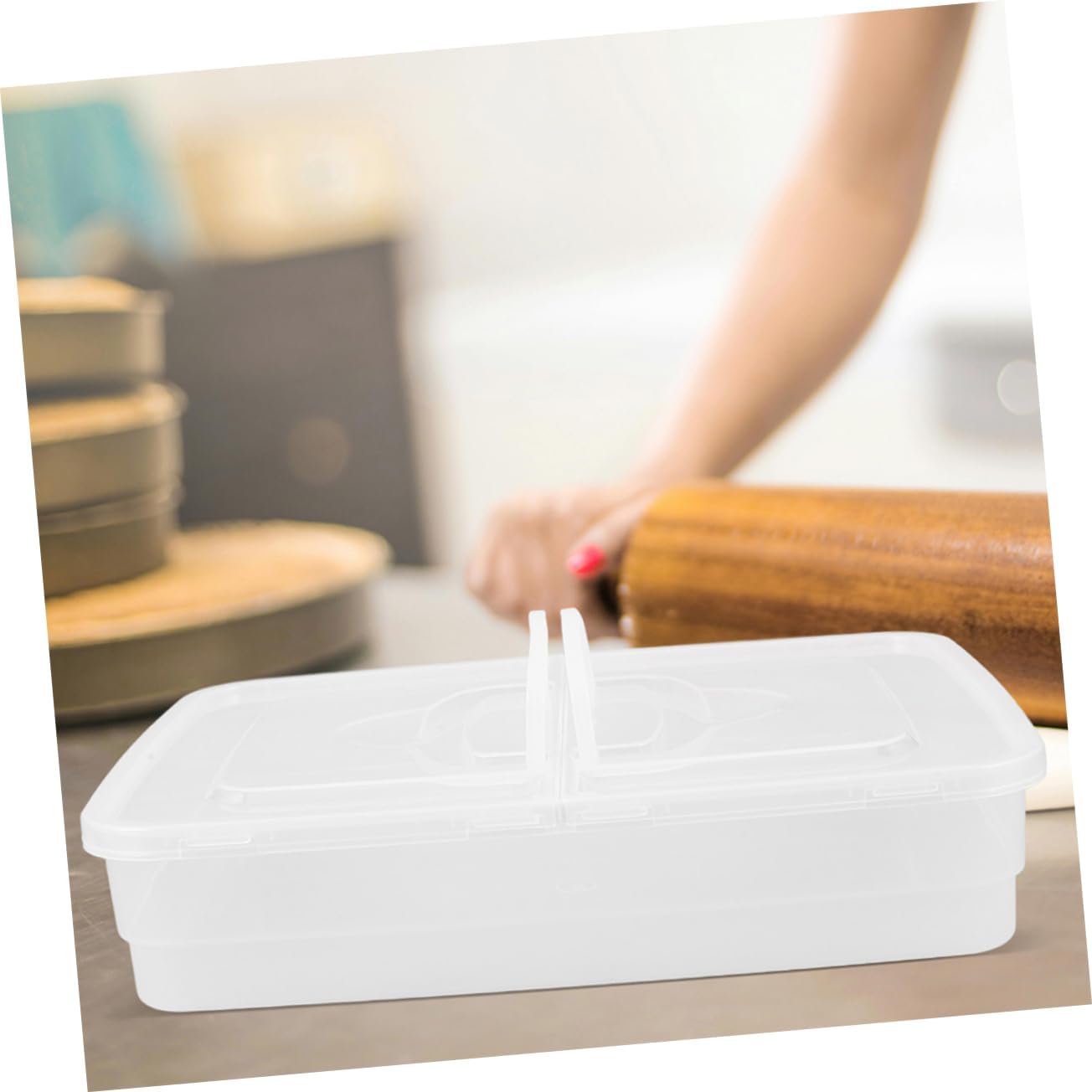 2pcs Stackable Pizza Dough Proofing Box Lid Handle Fermentation Trays for Artisan Pizza Bread Making