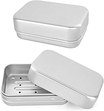 2 Aluminium Soap Dish with Removable Drip Grid, Suitable for All Solid Soaps, Soap Dish for Travel, Stainless Steel, Soap Box, Metal Box