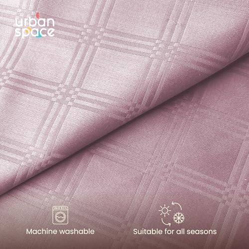 Image of Urban Space 100% Cotton 300TC Jacquard Fitted bedsheets for King Size Bed, Pure Cotton Bedsheet King Bed, Checks Fitted bedsheet King Size with 2 Pillow Covers (72 x 78 Inches, Pink Checks)