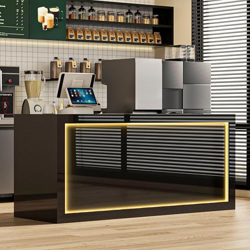 Reception Desk with Counter, Solid Wood Front Desk, Modern Reception Counter Retail Checkout Counter for Home Office, Salon, Lobby