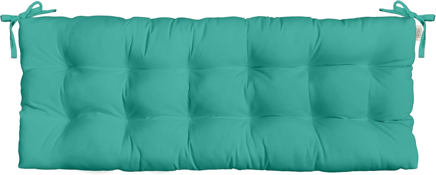 Resort Spa Home Decor Sunbrella Canvas Aruba Blue Teal Indoor/Outdoor Tufted Cushion with Ties for Bench, Swing, Glider - Choose Size (39" x 19")